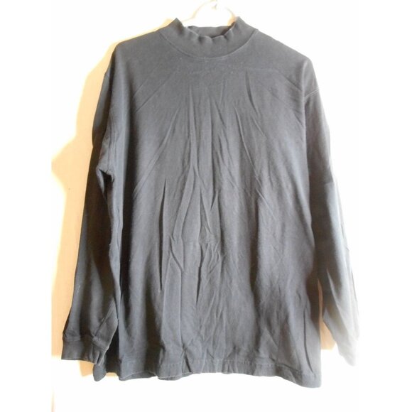 Black Mock Turtleneck Size M long sleeve 100% cotton - Picture 1 of 4